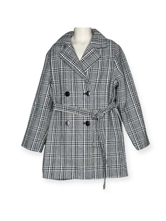 SHEIN Other - Shein Plaid Belted Double Breasted Coat Girls 9Y